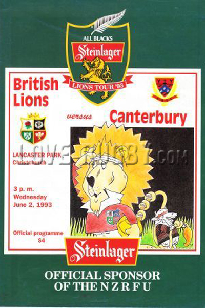 1993 Canterbury v British Lions  Rugby Programme